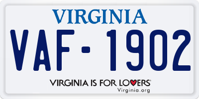 VA license plate VAF1902