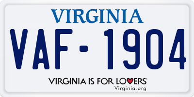 VA license plate VAF1904