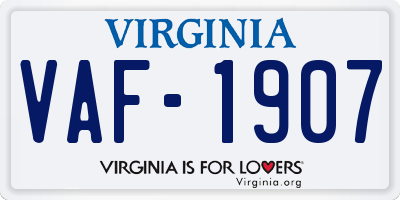 VA license plate VAF1907