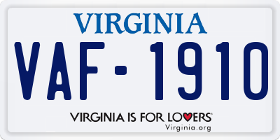 VA license plate VAF1910