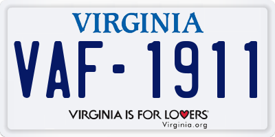 VA license plate VAF1911
