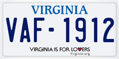 VA license plate VAF1912