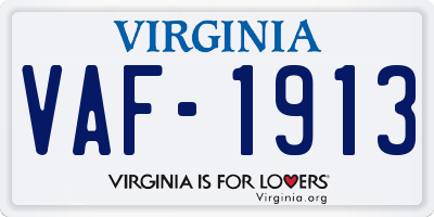 VA license plate VAF1913