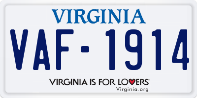 VA license plate VAF1914