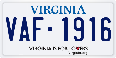 VA license plate VAF1916