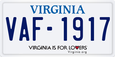 VA license plate VAF1917