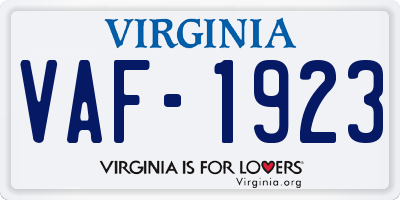 VA license plate VAF1923