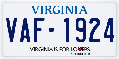 VA license plate VAF1924