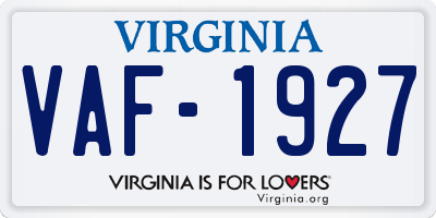 VA license plate VAF1927