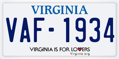 VA license plate VAF1934