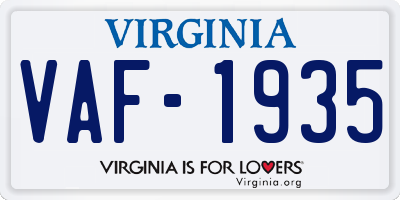 VA license plate VAF1935
