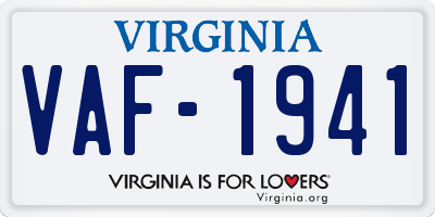 VA license plate VAF1941