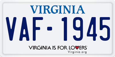 VA license plate VAF1945