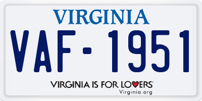 VA license plate VAF1951