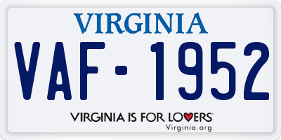 VA license plate VAF1952