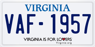 VA license plate VAF1957