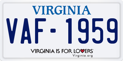 VA license plate VAF1959