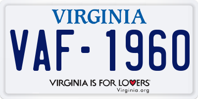 VA license plate VAF1960