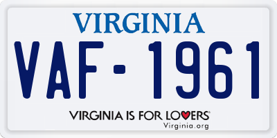 VA license plate VAF1961