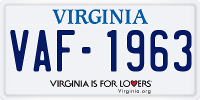 VA license plate VAF1963