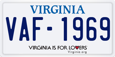 VA license plate VAF1969