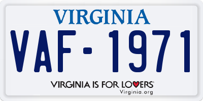 VA license plate VAF1971