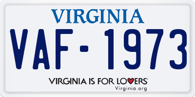 VA license plate VAF1973
