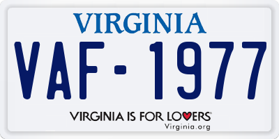 VA license plate VAF1977