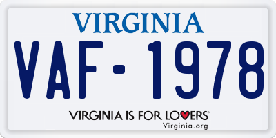 VA license plate VAF1978