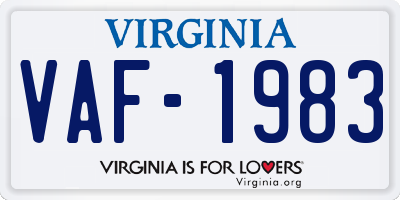 VA license plate VAF1983