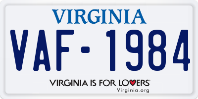 VA license plate VAF1984