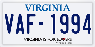 VA license plate VAF1994