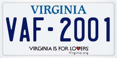 VA license plate VAF2001