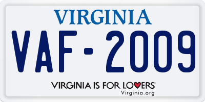 VA license plate VAF2009