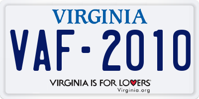 VA license plate VAF2010