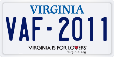 VA license plate VAF2011