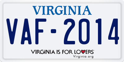 VA license plate VAF2014