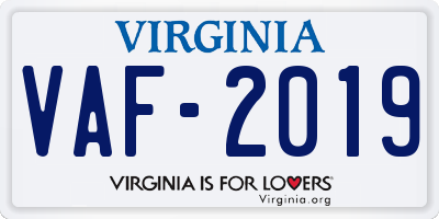 VA license plate VAF2019