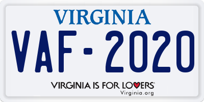 VA license plate VAF2020