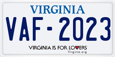 VA license plate VAF2023
