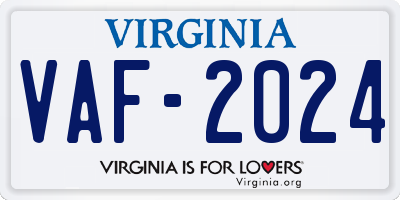 VA license plate VAF2024