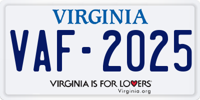 VA license plate VAF2025