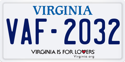 VA license plate VAF2032
