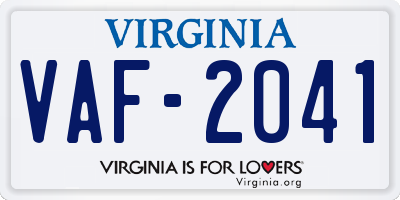 VA license plate VAF2041