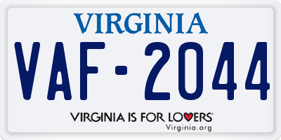 VA license plate VAF2044