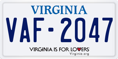 VA license plate VAF2047