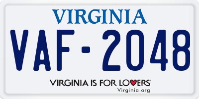 VA license plate VAF2048