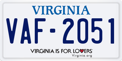 VA license plate VAF2051