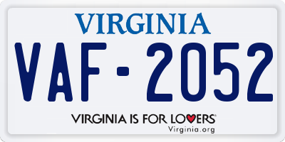 VA license plate VAF2052