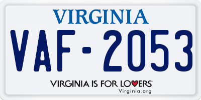 VA license plate VAF2053